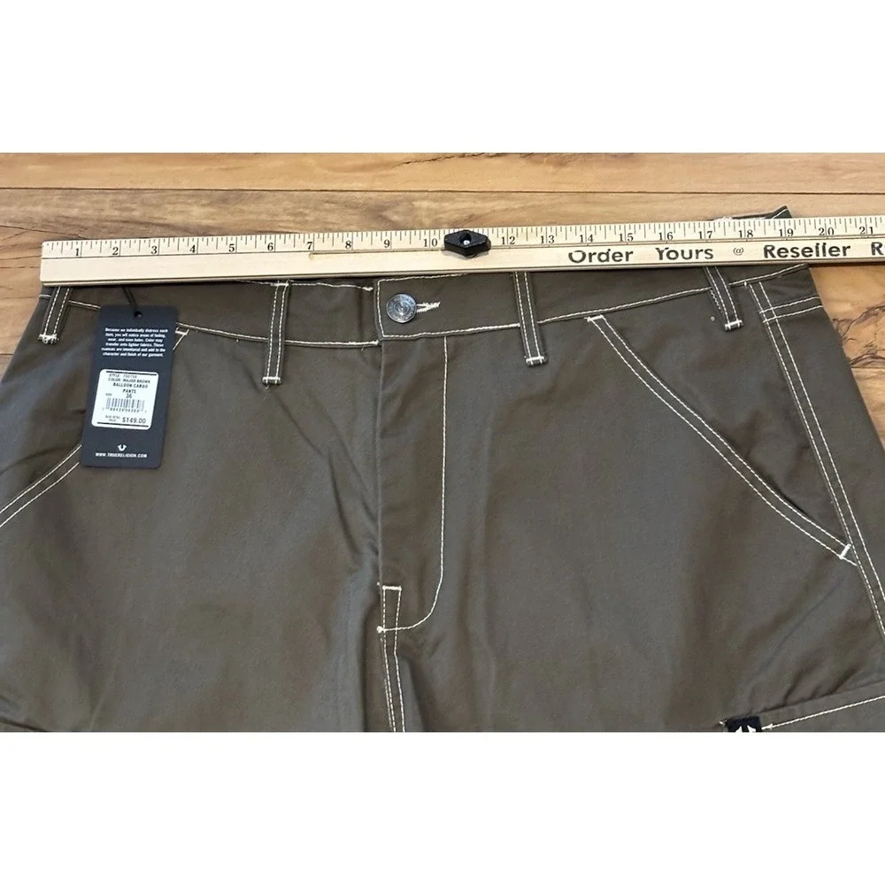 True Religion Mens 38x30 Balloon Cargo Pants Brown Cotton Hip Hop Skater‎ Grunge